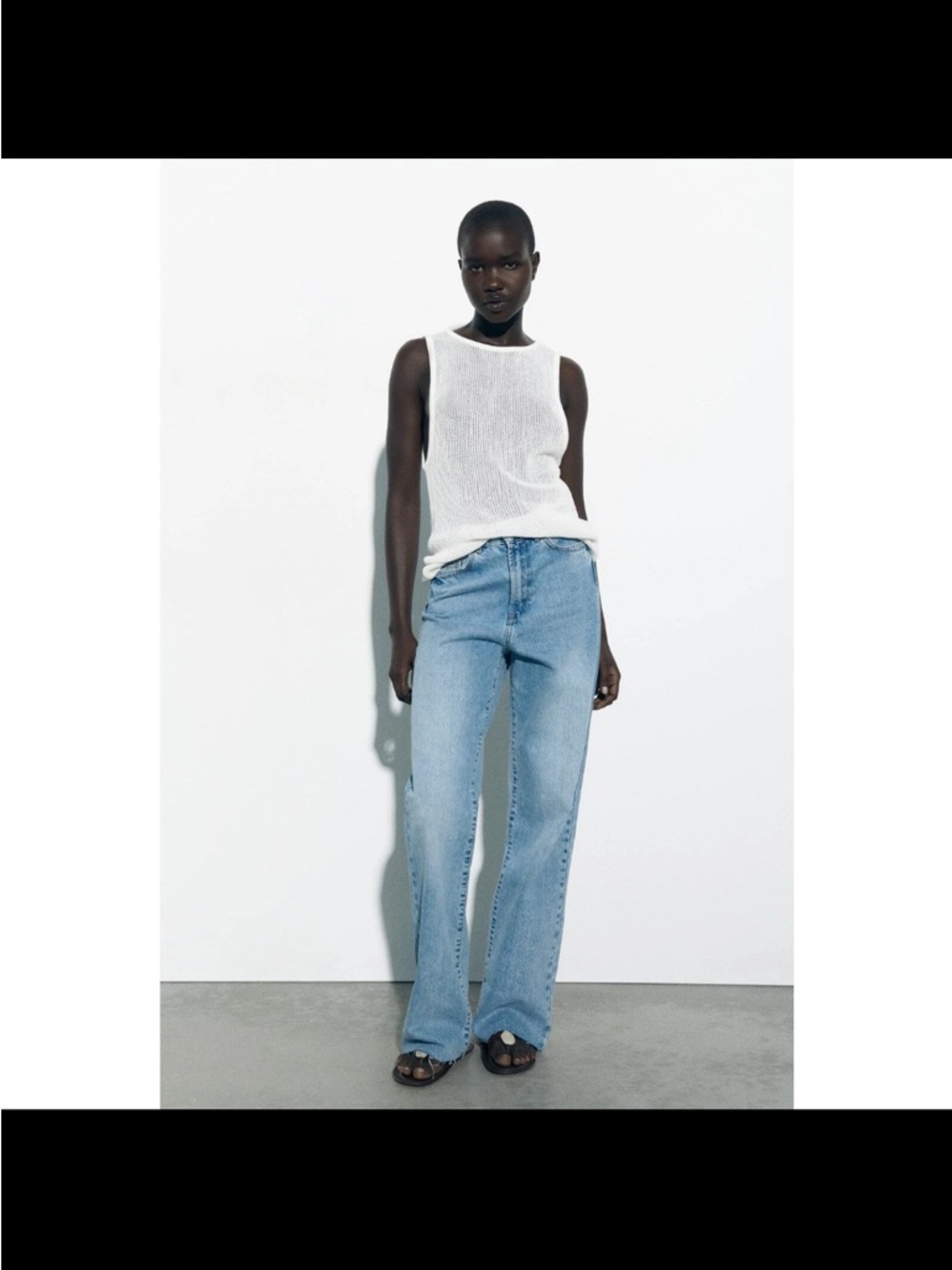 Zara High-Rise Blue Straight Jeans